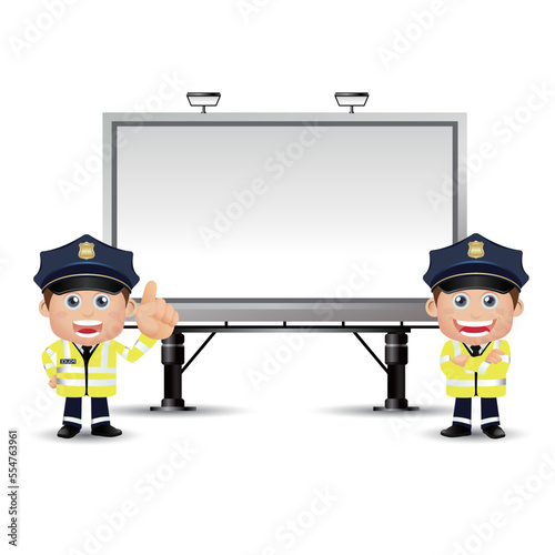Cute policeman with different poses