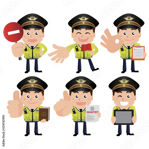 set of policeman characters in different poses
