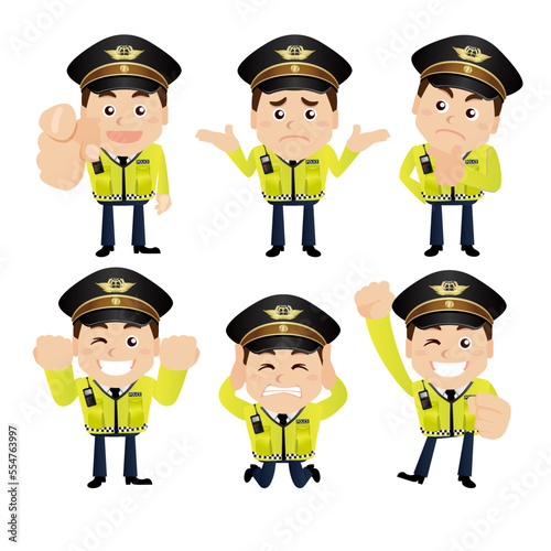 set of policeman characters in different poses