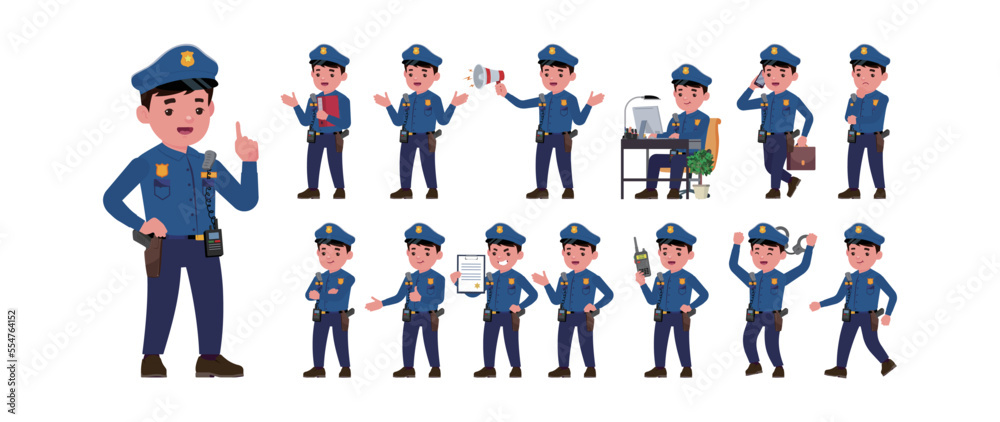 Cute policeman with different poses Cute policeman with different poses