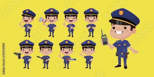 Cute policeman with different poses