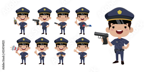 Cute policeman with different poses