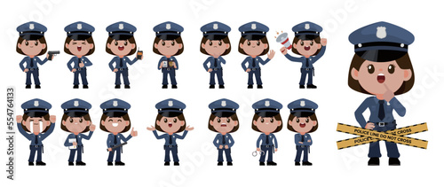 set of policeman characters in different poses