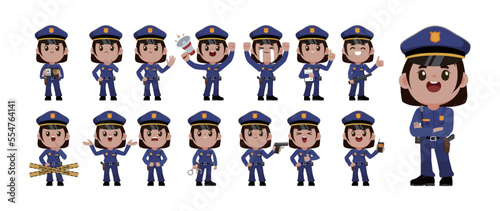 set of policeman characters in different poses