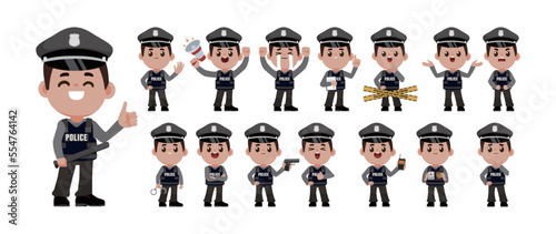 set of policeman characters in different poses