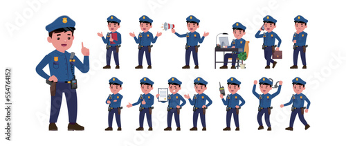 Cute policeman with different poses
