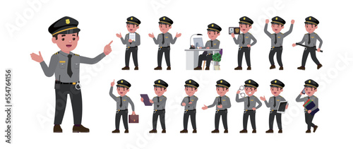 Cute policeman with different poses