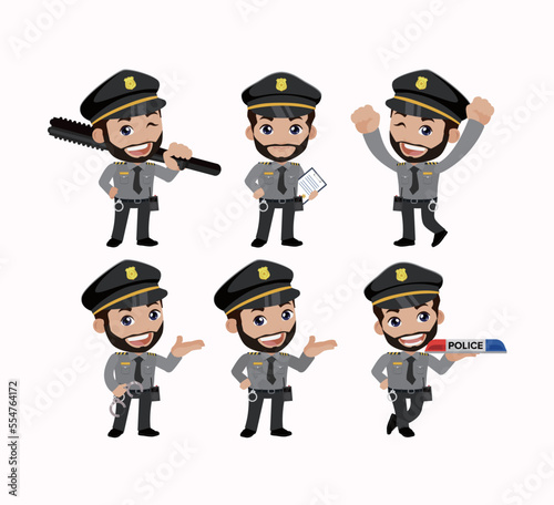 Cute policeman with different poses