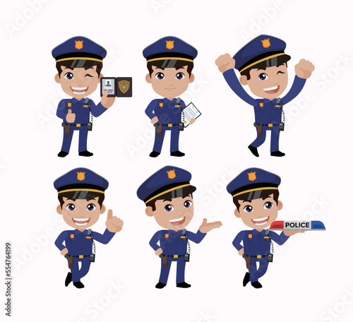 Cute policeman with different poses
