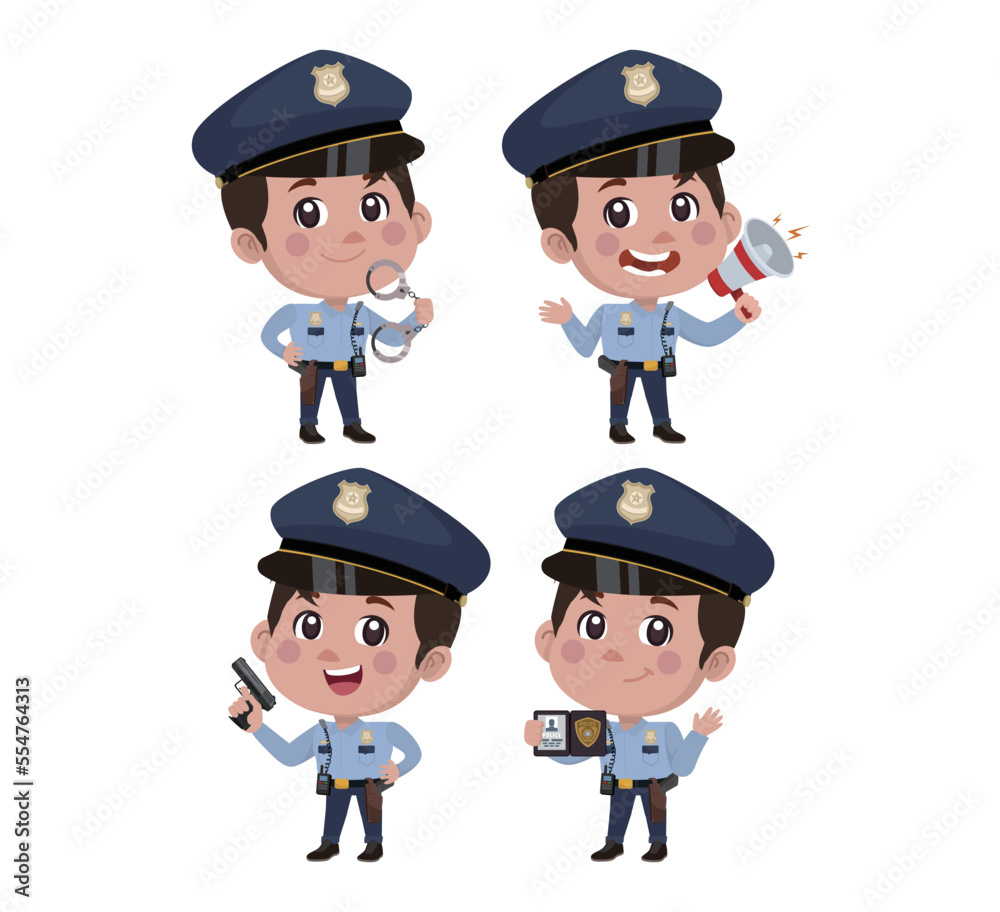 Cute policeman with different poses Cute policeman with different poses
