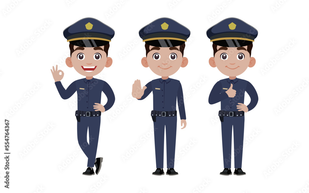 Cute policeman with different poses Cute policeman with different poses