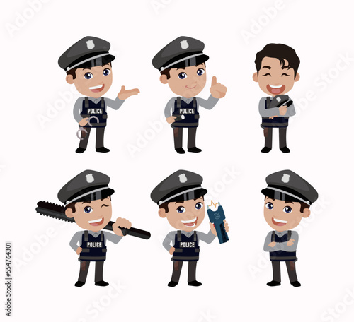 Cute policeman with different poses
