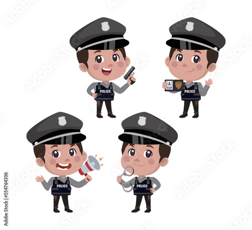 Cute policeman with different poses