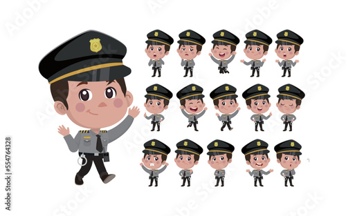 set of policeman characters in different poses