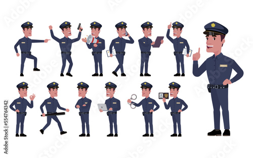 Cute policeman with different poses