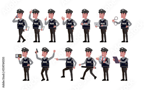 Cute policeman with different poses