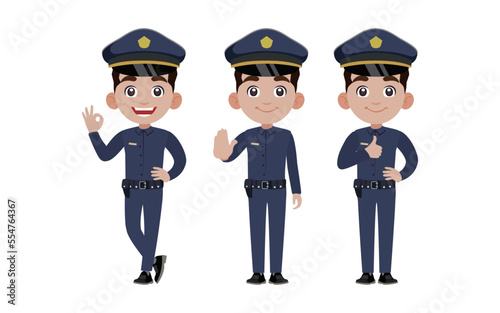 Cute policeman with different poses