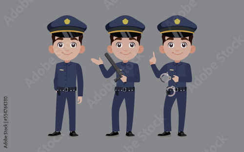 Cute policeman with different poses