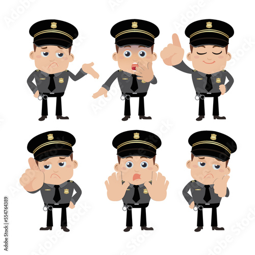 set of policeman characters in different poses