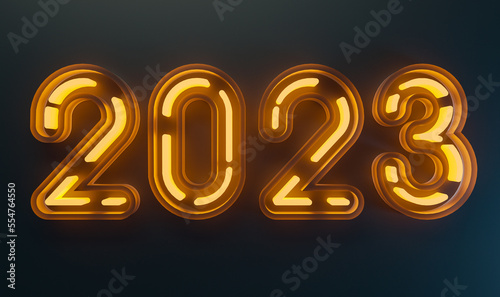 Minimalist number 2023 Gradient New Year poster background font