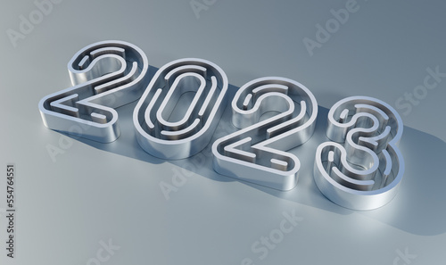 Minimalist number 2023 Gradient New Year poster background font