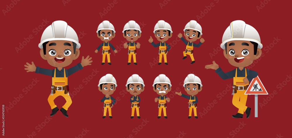 Worker set. Different poses and gestures Worker set. Different poses and gestures