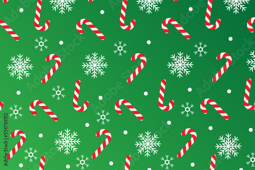 Candy cane with snowflakes christmas background
