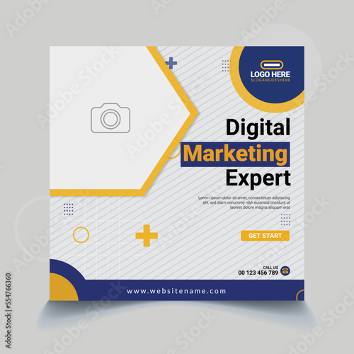Modern and creative digital marketing social media post design template. online advertising social media post layout, Editable vector illustration,