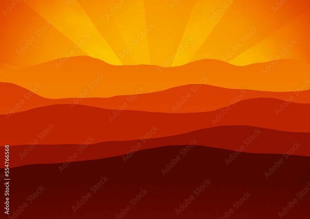 Mountains Landscape Early On The Sunrise Illustration, copy space