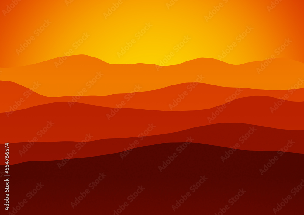 Mountains Landscape Early On The Sunrise flat Illustration, copy space