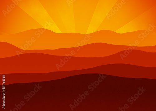 Mountains Landscape Early On The Sunrise Illustration, copy space