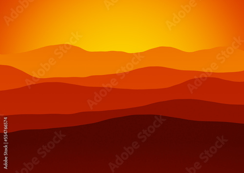 Mountains Landscape Early On The Sunrise flat Illustration  copy space