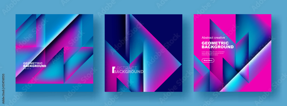 Set of abstract backgrounds - overlapping triangles with fluid gradients design. Collection of covers, templates, flyers, placards, brochures, banners Set of abstract backgrounds - overlapping triangles with fluid gradients design. Collection of covers, templates, flyers, placards, brochures, banners