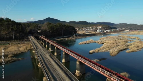 Wallpaper Mural Old train track aerial view in winter, South Korea Torontodigital.ca