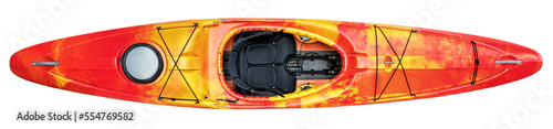 Obraz na plátně top view of crossover kayak (whitewater and river running kayak) on a transparen