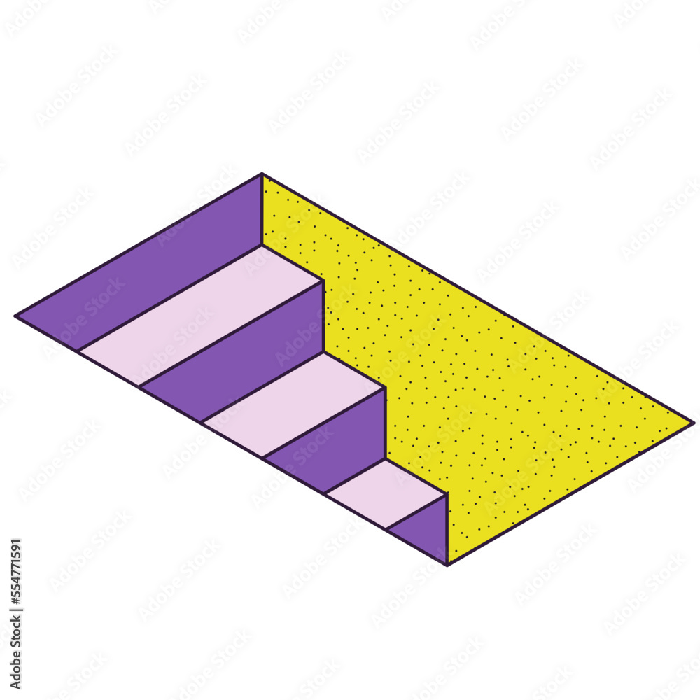 Down stairs vector illustration in line filled design Down stairs vector illustration in line filled design