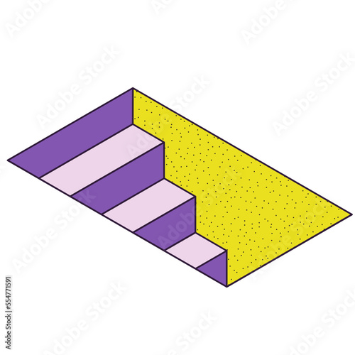 Down stairs vector illustration in line filled design