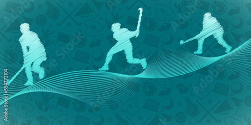 Field Hockey abstract lines with wave design. Creative sport concept. Art vector graphic for brochures, flyers, presentations, logo, print, website, poster, banner, templates, background, social media