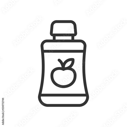 Baby food plastic bag icon on white background. Editable stroke.