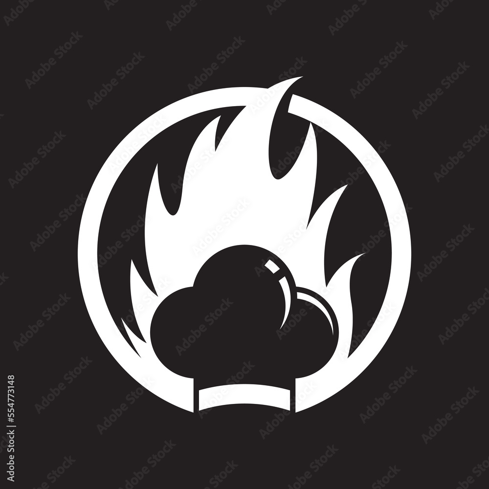 Chef and fire logo vector icon Chef and fire logo vector icon