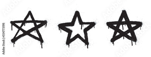 Star rating positive feedback. Star spray paint graffiti in black on white. star rating symbol. isolated on white background. vector illustration