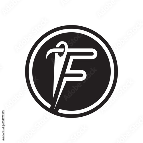 Tailor and letter f logo design