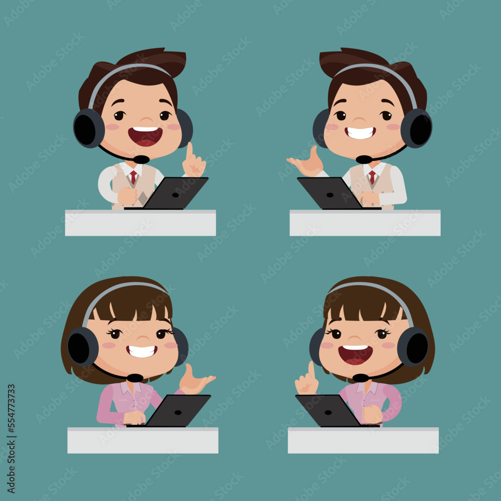 Call center and customer service character Call center and customer service character