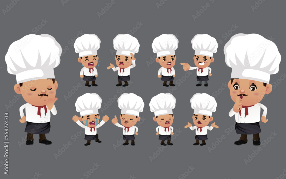 Set of Chef characters in different poses Set of Chef characters in different poses