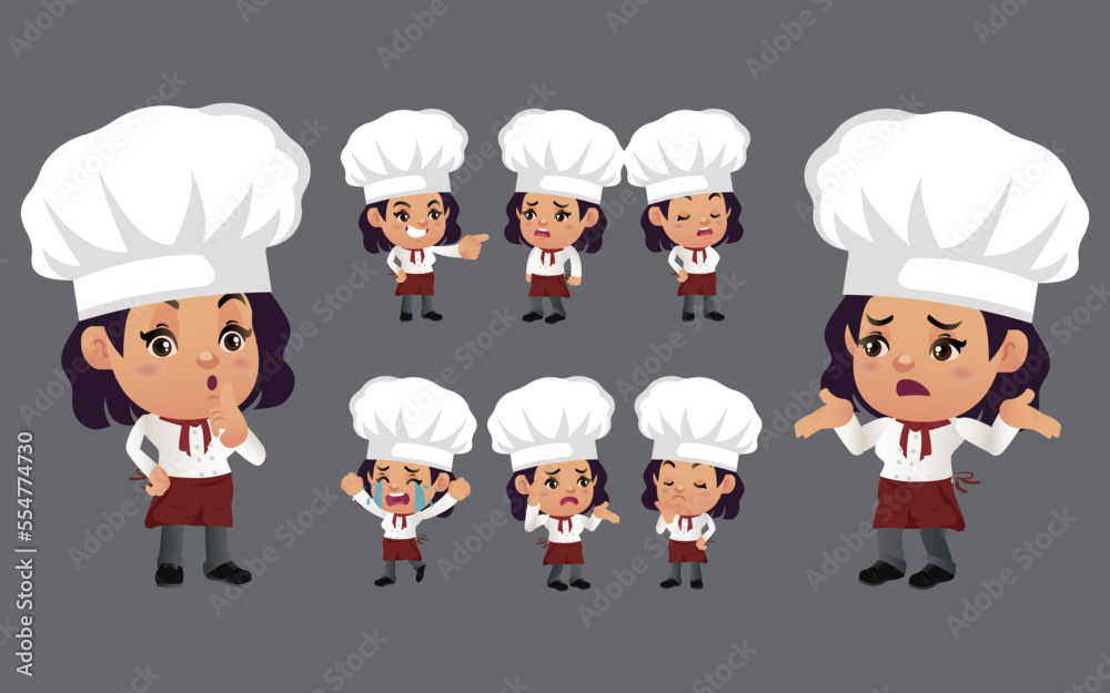 Set of Chef characters in different poses Set of Chef characters in different poses