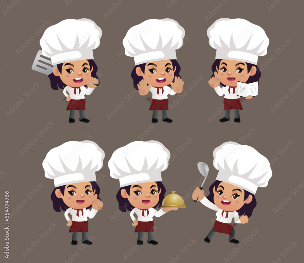 Set of Chef characters in different poses Set of Chef characters in different poses