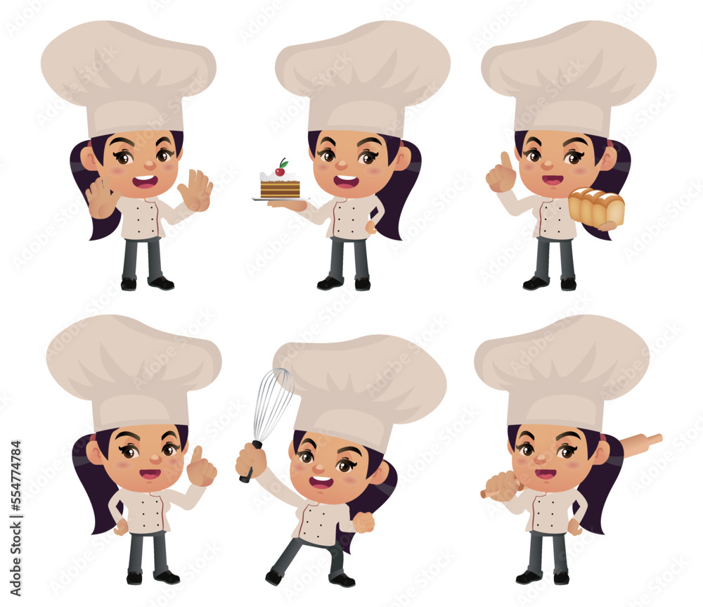 Set of Chef characters in different poses Set of Chef characters in different poses