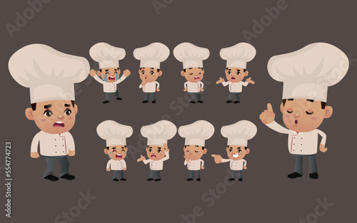 Set of Chef characters in different poses