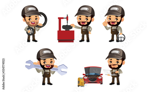 Engineer with different poses