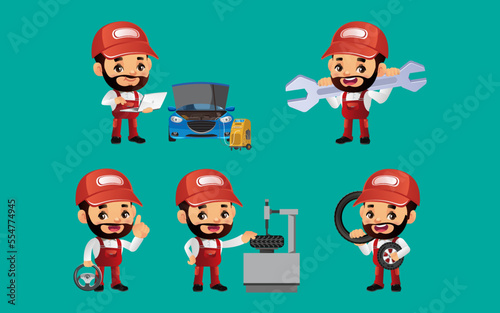 Engineer with different poses
